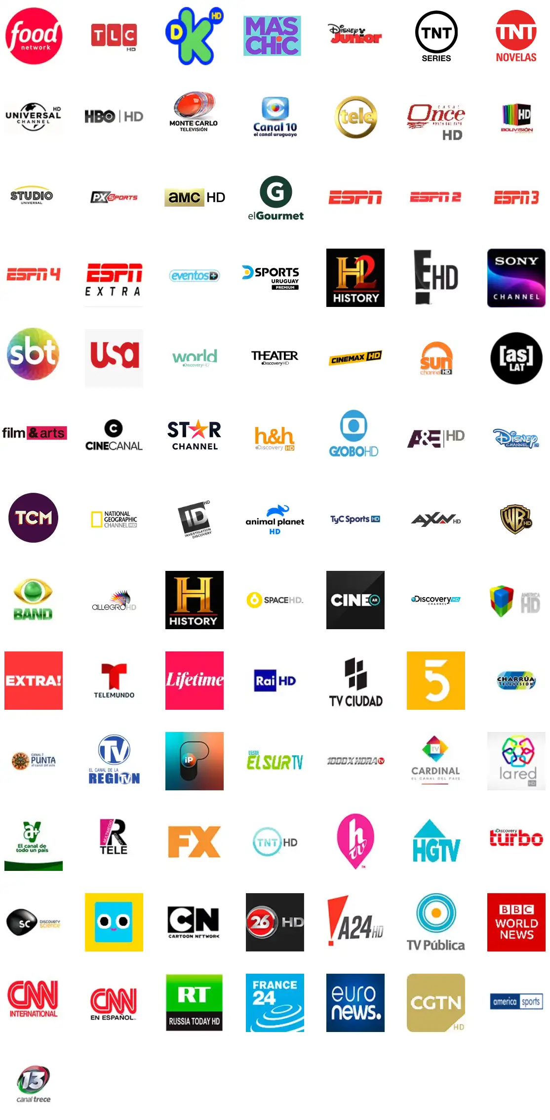 logos de diferentes canales de cableplus
